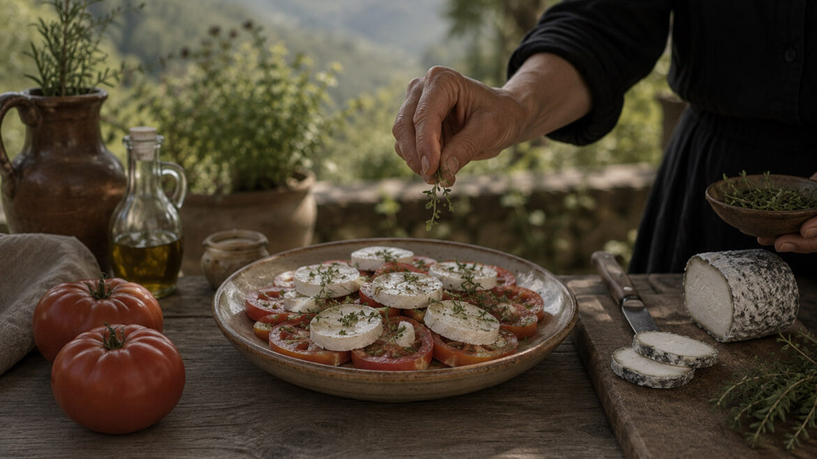 Tomàquets de muntanya amb formatge de cabra i farigola