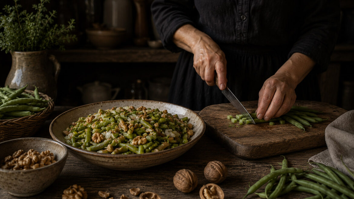 Amanida de mongetes tendres amb nous