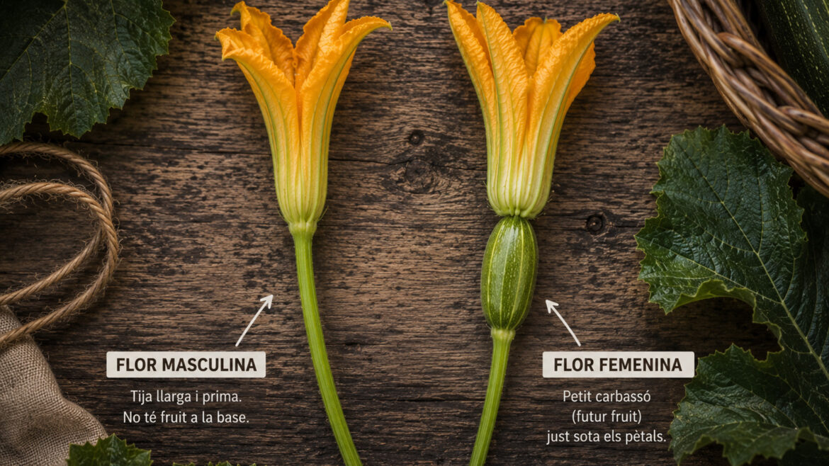 flors de carbassó, masculina i femenina